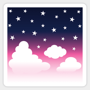 Clouds | Stars | Gradient | White Blue Pink | Dark Sticker